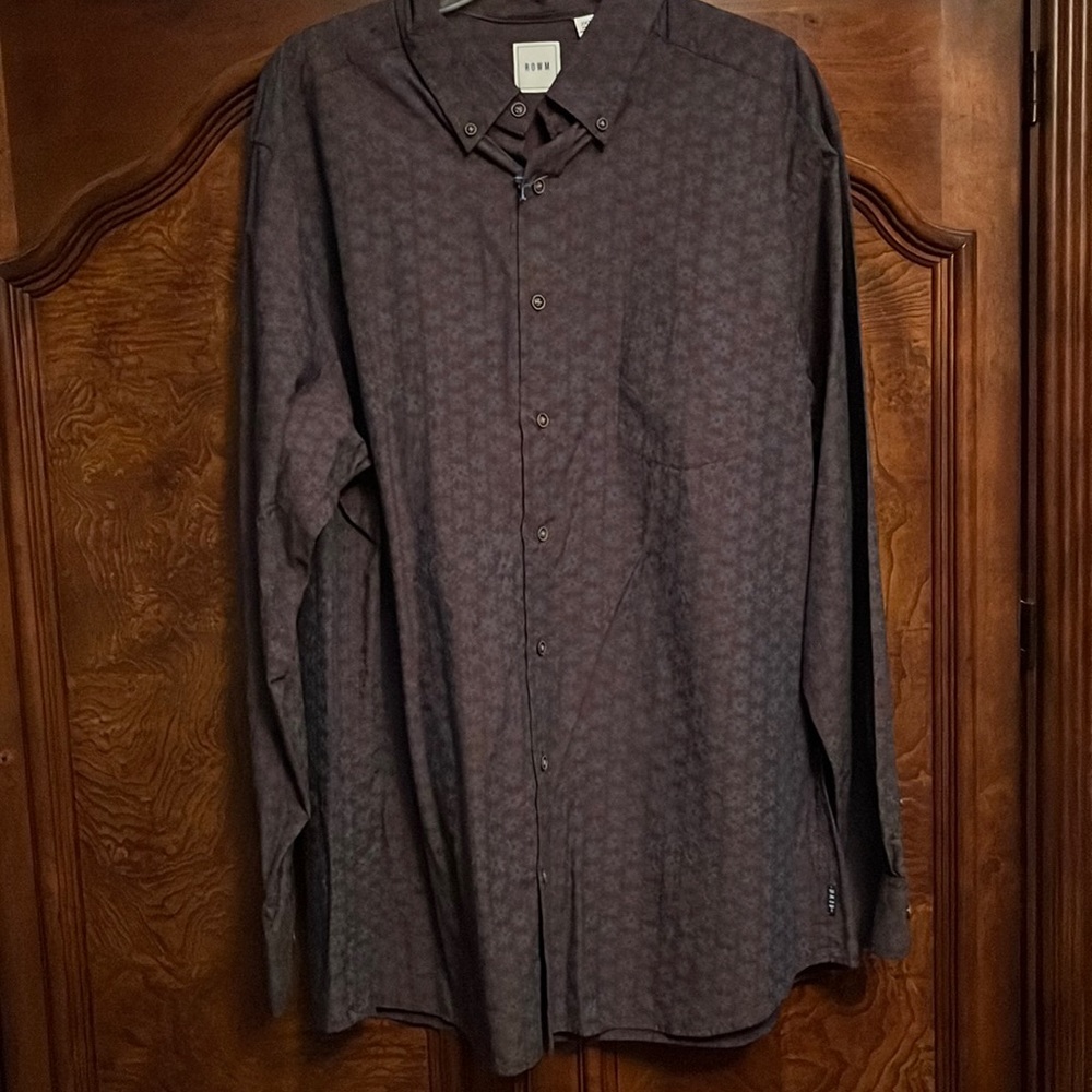 Brand New ROWM Dress Shirt Brown/ Green 2XT